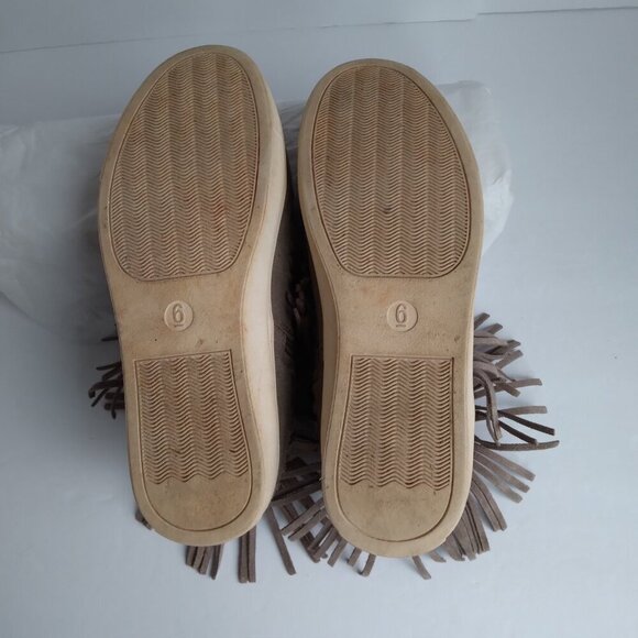 Mossimo Supply Co Taupe Suede Double Fringed Ankle Boots  Sz 6 - Picture 6 of 10